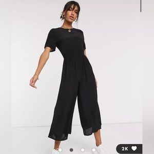 ASOS DESIGN tea jumpsuit with button back detail in black